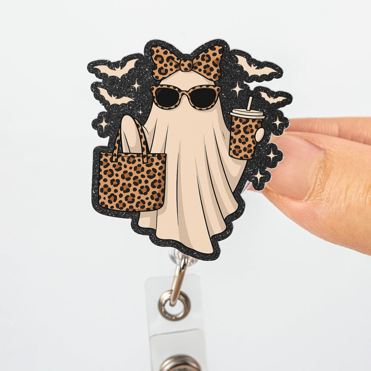 Boo-Jee Ghost Badge Reel, Halloween Badge Holder, Cute Nurse Badge Reel, Teacher ID Clip, Funny Spooky Work Gift for Fall Season. d1da53f7-acc0-429e-ba7b-1f0c7e3b5a3c-4.jpg