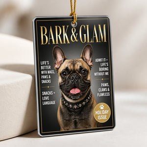 BARK & GLAM Pet Magazine Cover Ornament - Personalized Aluminum Ornament d1f1996c-e362-4245-ad03-f02039013f33.jpg