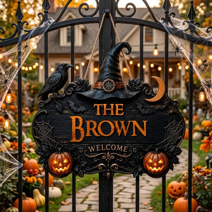 Halloween Witch Welcome Personalized Door Sign – Custom Family Name Porch Decor d1f75796-09f3-4d3b-bb04-0f82bbe42620-3.webp