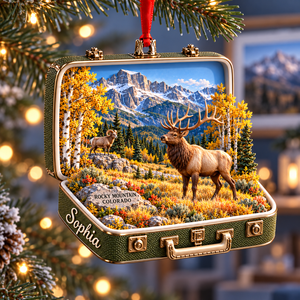 Personalized Rocky Mountain National Park 3D Suitcase Christmas Ornament – Colorado Travel Souvenir & Gift for Nature Lovers d1f7751e-5ba8-42d0-bbaa-009f12aa055c-Rocky-Mountain-Christmas-Ornament-on-Fir-Branch-1.png