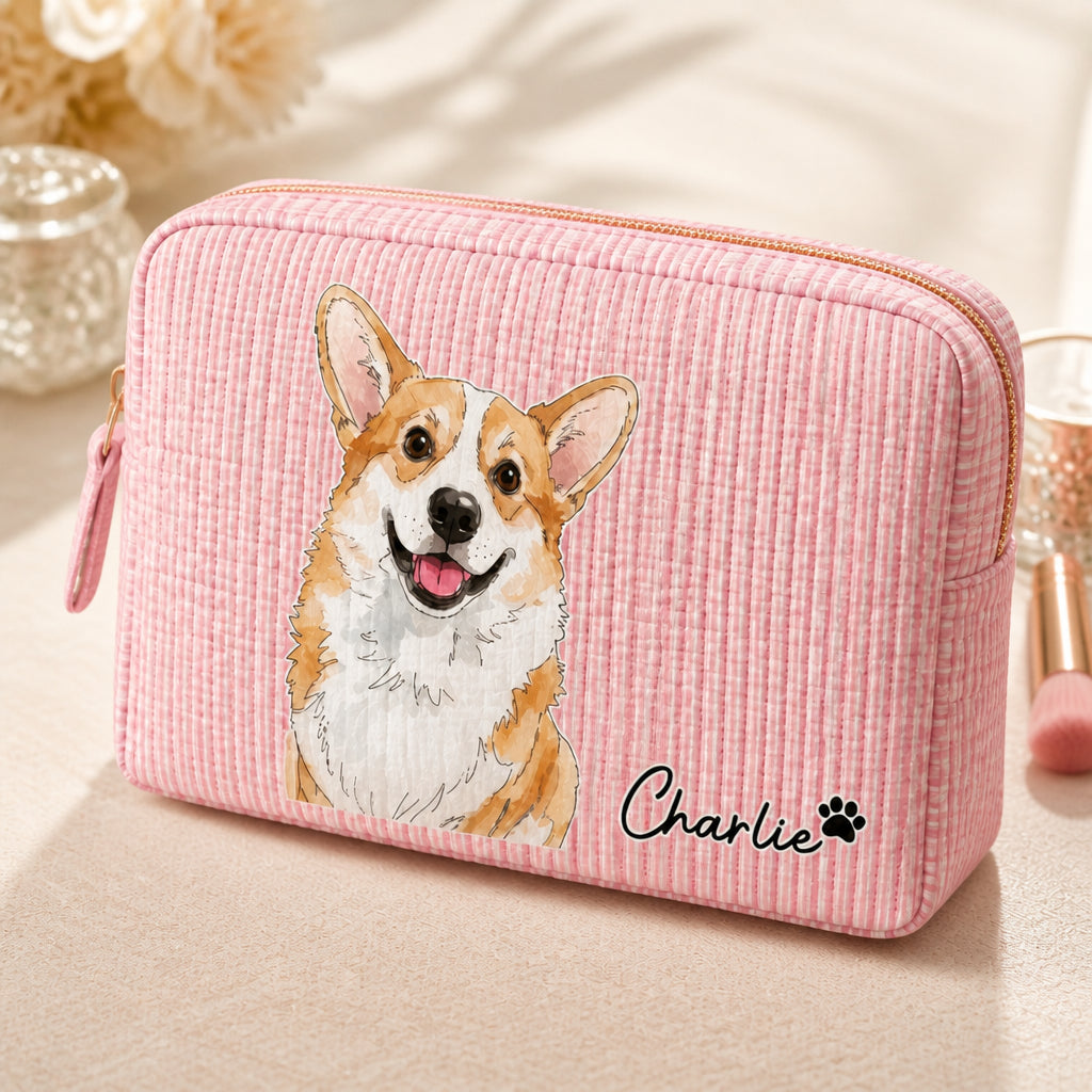 Custom Pet Portrait Makeup Bag – Photo to Illustration with Name - Personalized Bubble Gauze Makeup Bag d2025de1-fd6b-44b9-b721-773025d0ec8f.jpg