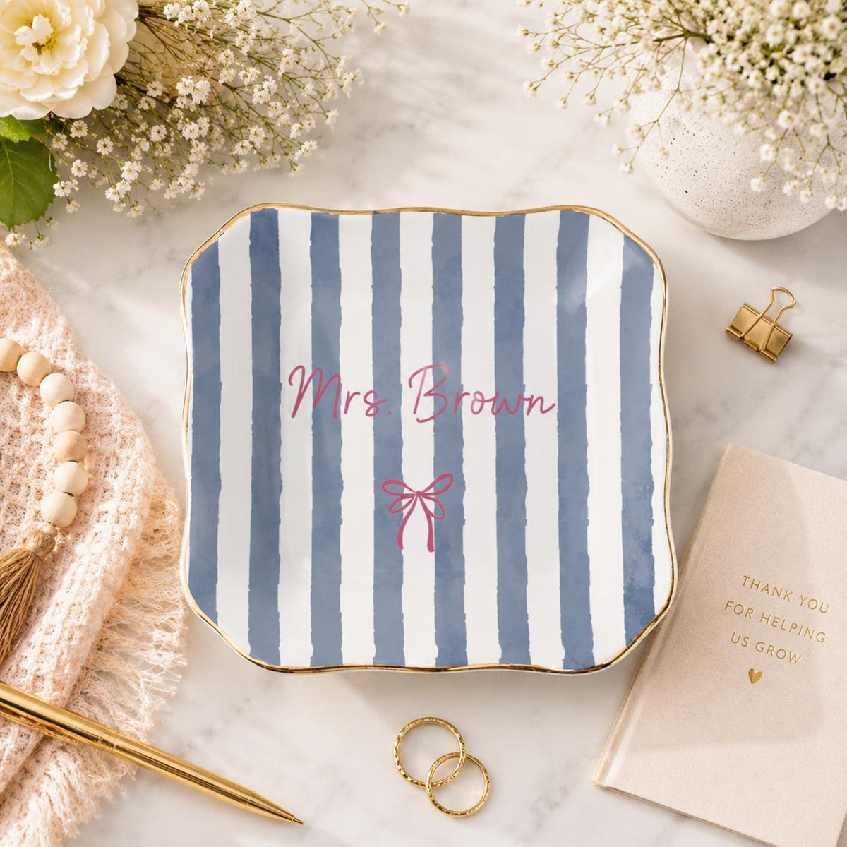 Personalized Teacher Jewelry Dish–Custom Ceramic Ring Tray,Teacher Appreciation Gift,Thank You Teacher Keepsake-End of Year Thank You Gift d2079dff-431a-488b-8060-29c67e765b02-2.jpg