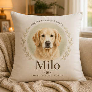 Pet Memorial Portrait Pillow — Forever In Our Hearts - Personalized Pillow d212d4ea-b836-45fe-a999-51b520930dfd.png