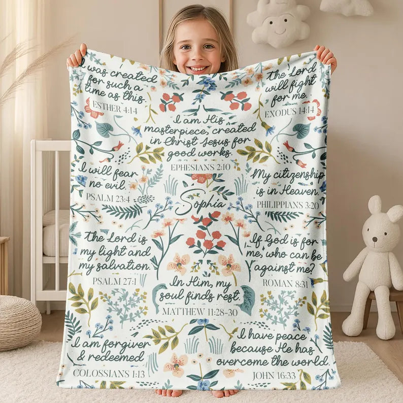 Personalized Christian Gift Blanket, Bible Blanket Family Gift, Custom Child Name Inspiration Blanket, Custom Sherpa Blanket d23079eb-295d-4823-8613-0ee6eeb86eb6-FG-17-.webp