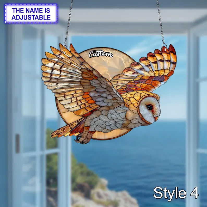 Owl and Moon Window Hanging Suncatcher, Owl Ornament, Night Sky Wildlife Decor, Rustic Forest Bird Custom Gift d2362b82-8036-4083-b8df-09d750ad947e-fd-2-.webp