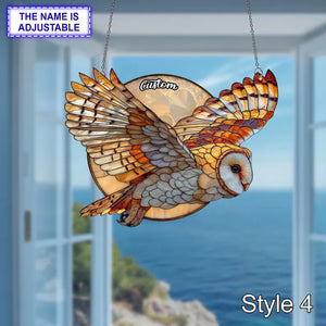 Owl and Moon Window Hanging Suncatcher, Owl Ornament, Night Sky Wildlife Decor, Rustic Forest Bird Custom Gift d2362b82-8036-4083-b8df-09d750ad947e-fd-2-.webp