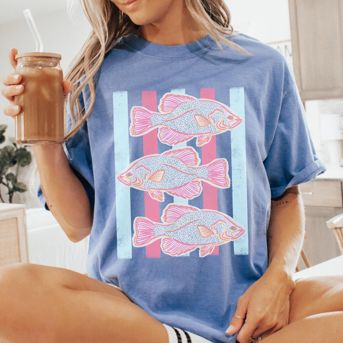 Comfort Colors Fish Stripes Shirt - Coastal Beach Summer Trendy Pink Preppy Trending Stripes - Summer Vibes T-Shirt - Cute Boho Summer Tee d23d7bd3-75b4-4bfd-9cfa-30335478885d-2.jpg