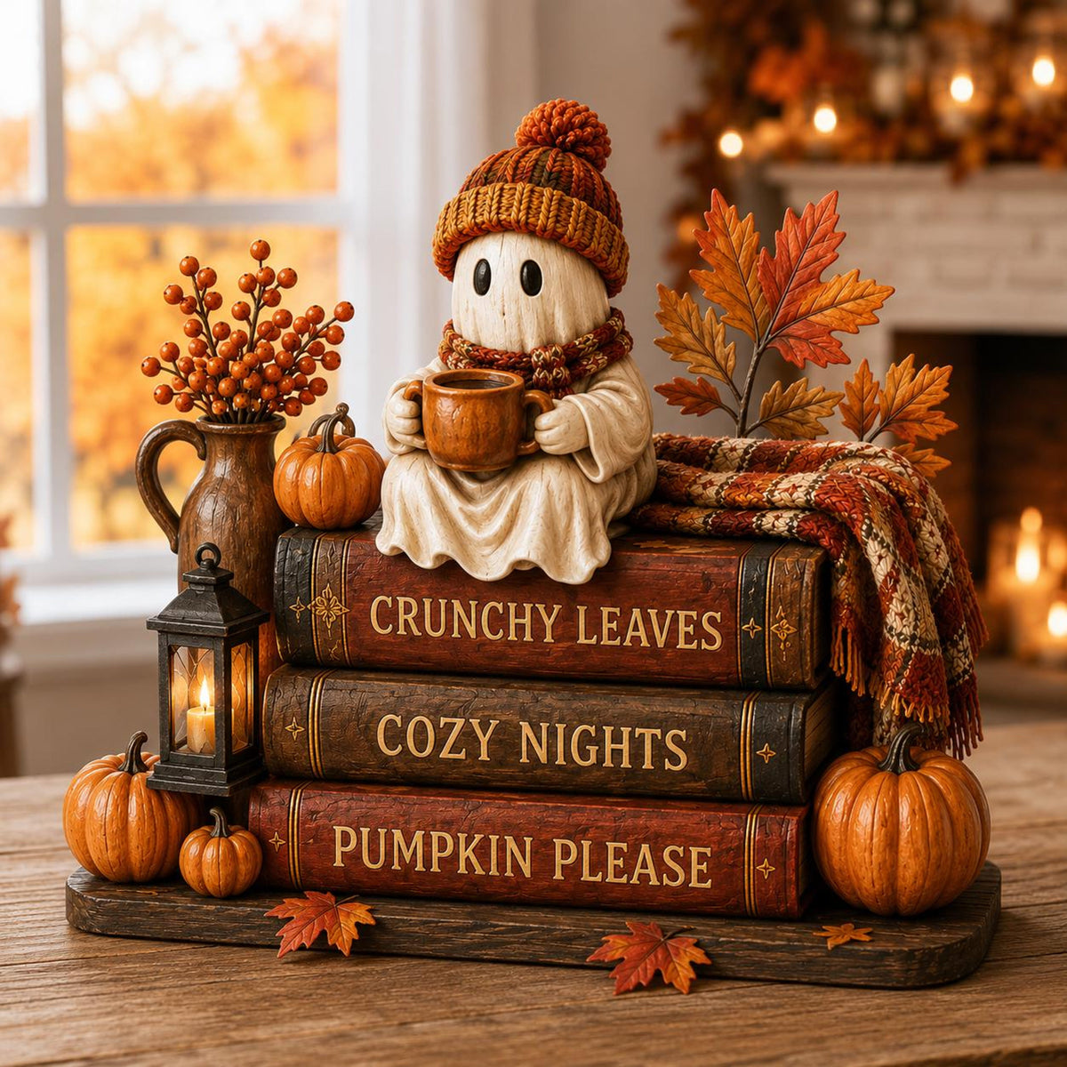 Ghost Coffee Fall Wooden block, Book Stack, Halloween BookShelf Decor d247400e-3271-4585-bcea-4bd0514b4c7e-3.jpg