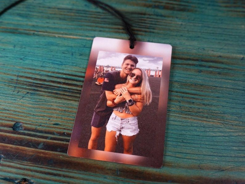 Personalized Photo Car Ornament, Car Photo Tag, Hanging Car Photo Gift, Gift for Husband, Wife, Anniversary, Valentines, Christmas Gift