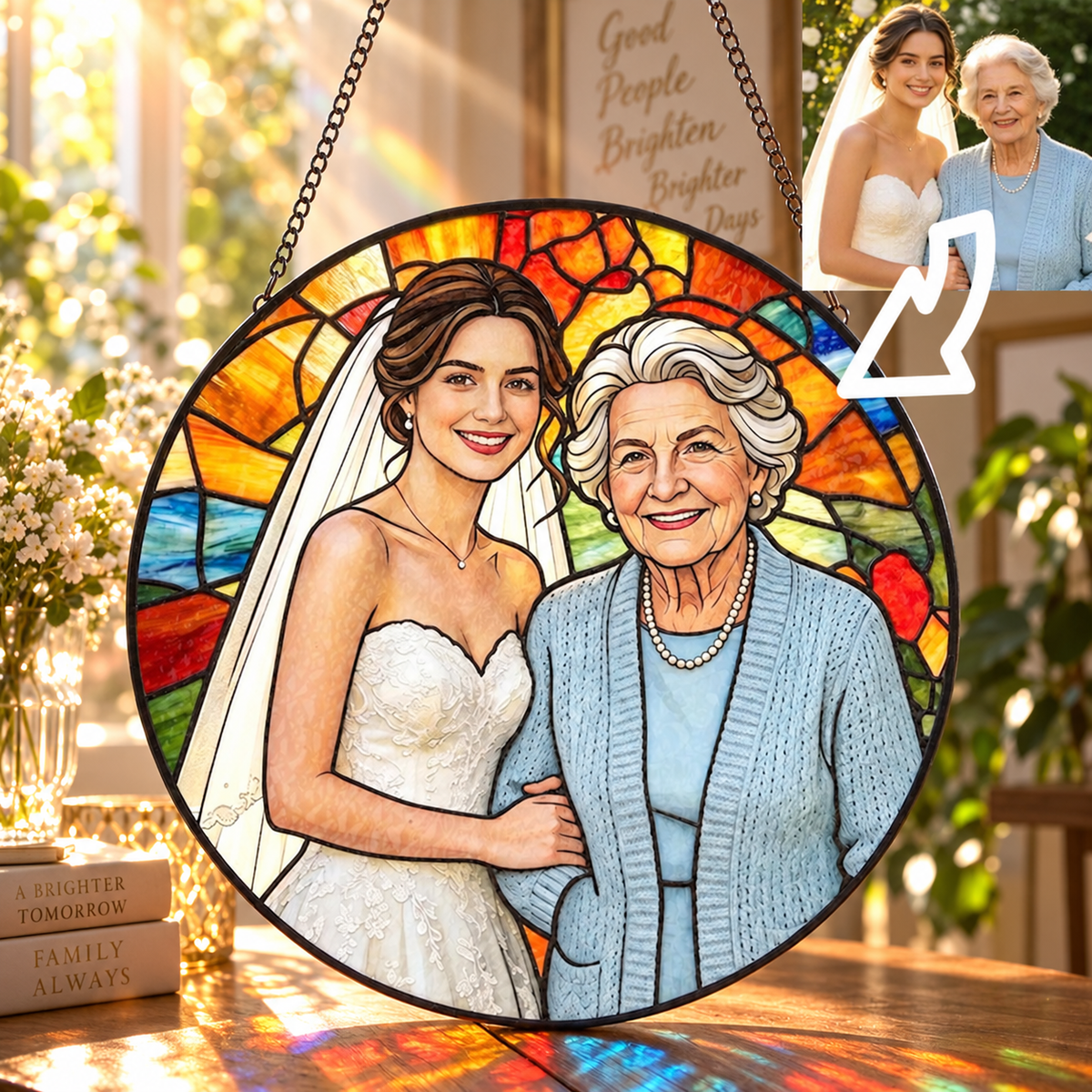 Custom Stained Glass Photo Suncatcher: Personalized Grandma Portrait Window Hanging, Mother's Day Gift, Family Keepsake d27320b3-806b-495f-b61a-0fac71121c0a-cb42eb72-8927-4269-bbc9-697a1a1691ac.png