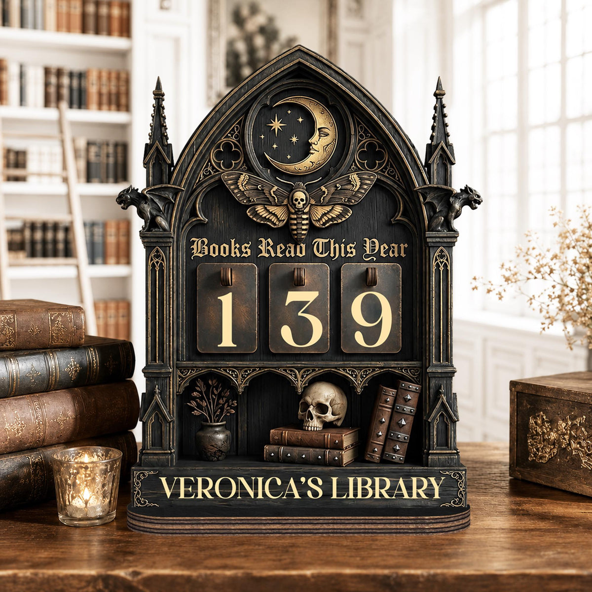 Personalized Gothic Book Tracker Sign, Books Read This Year Tracker, Dark Academia Library Decor, Custom Reader Gift, Gothic Bookshelf Decor d279a4ac-d248-405c-9ef3-ef8fd1622a88-11.jpg