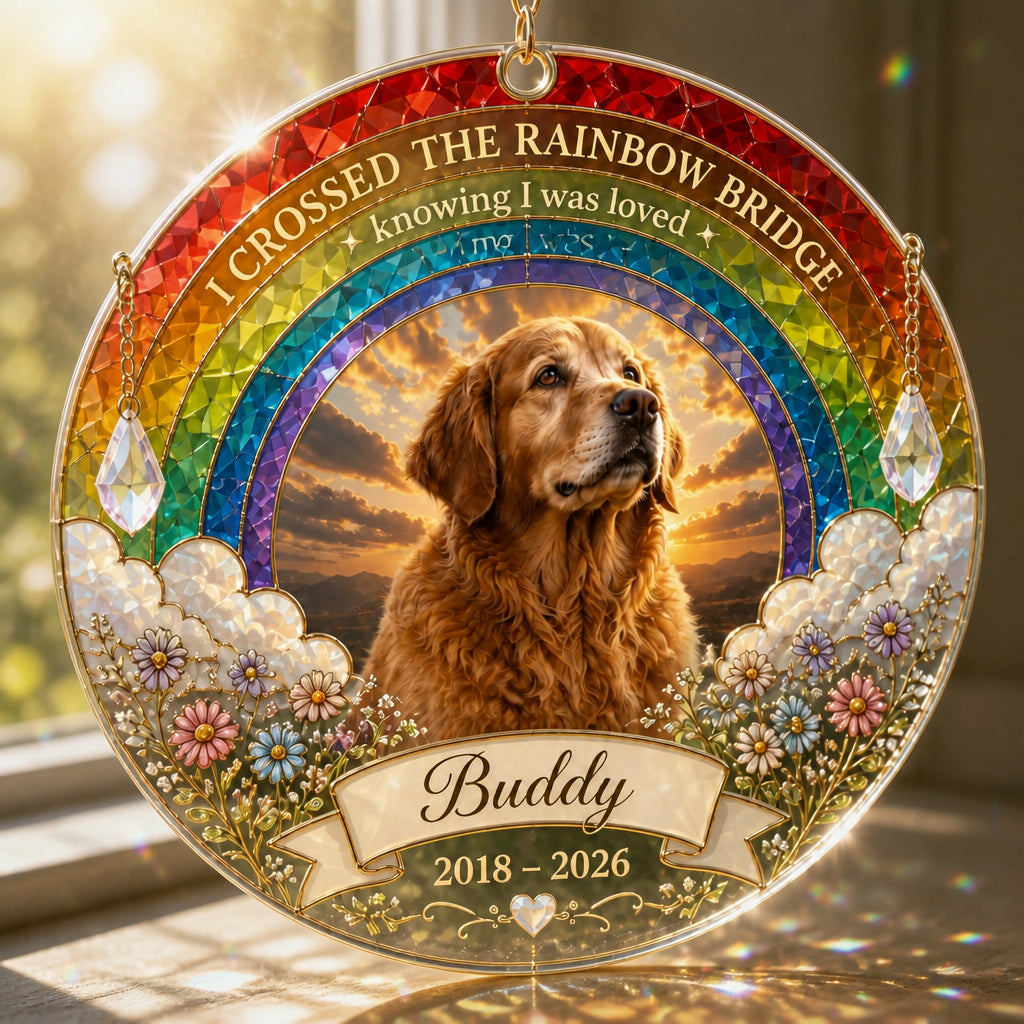 Rainbow Bridge Pet Memorial Suncatcher – Photo, Name & Years - Personalized Suncatcher Stained Glass d27a150a-858b-4cf0-b9ba-d2a68604e575.jpg