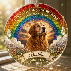Rainbow Bridge Pet Memorial Suncatcher – Photo, Name & Years - Personalized Suncatcher Stained Glass d27a150a-858b-4cf0-b9ba-d2a68604e575.jpg