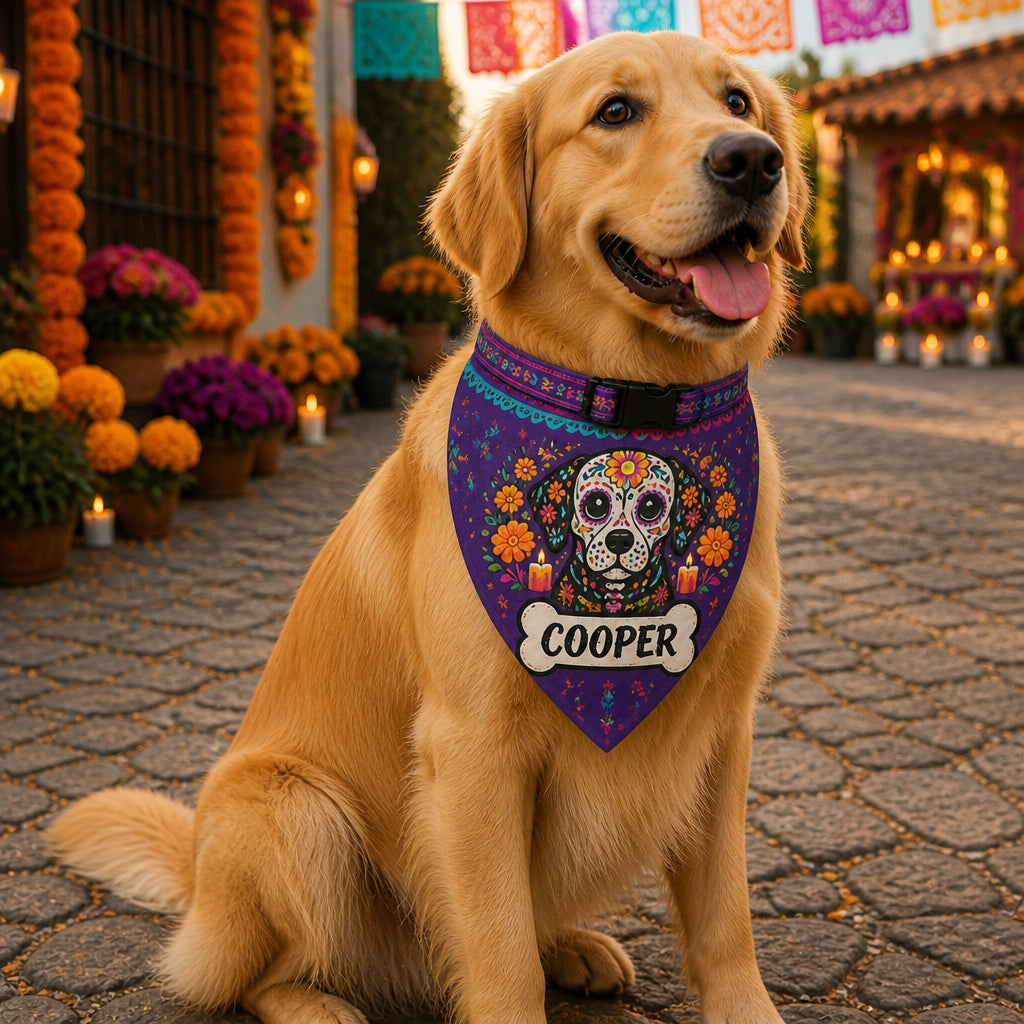 Día de los Muertos Pet Bandana – Custom Name - Personalized Pet Bandana Collar With Adjustable Buckle d28497e6-afb2-432e-9e66-ec339503e940.jpg