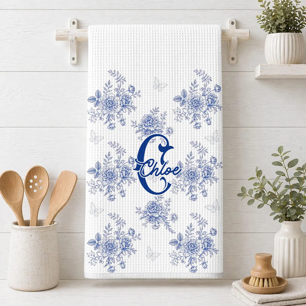 Blue Toile Pattern Alphabet - Personalized Kitchen Towel - Gift Mom Grandma d29cccdf-8693-4ec0-ba8f-d2a9f32541b5-banner-2.webp