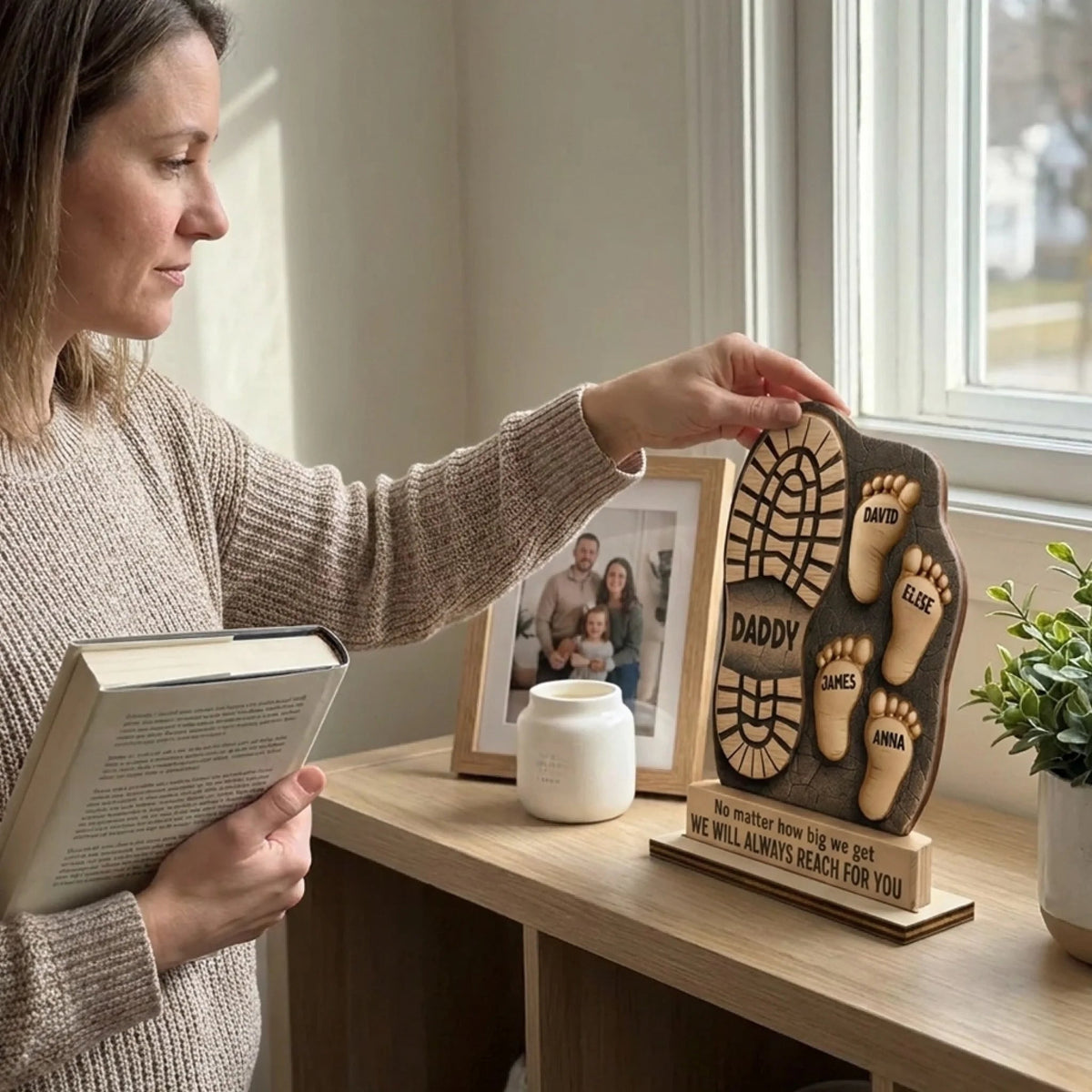 Your Footsteps Led Our Way - Family Personalized Custom Shaped Wooden Plaque With Flat Stand