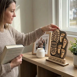 Your Footsteps Led Our Way - Family Personalized Custom Shaped Wooden Plaque With Flat Stand