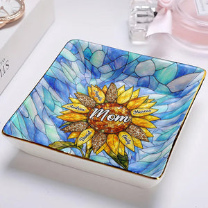 Nana Auntie Mom Family Sunflower - Personalized Ring Dish
