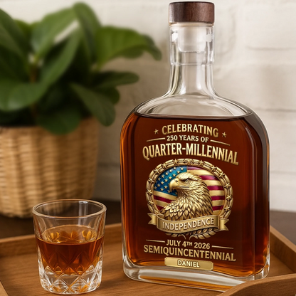 Custom Liquor Whisky Bottle - America 250th Anniversary Gifts For Women, Men - Proud Hearts Stand Tall