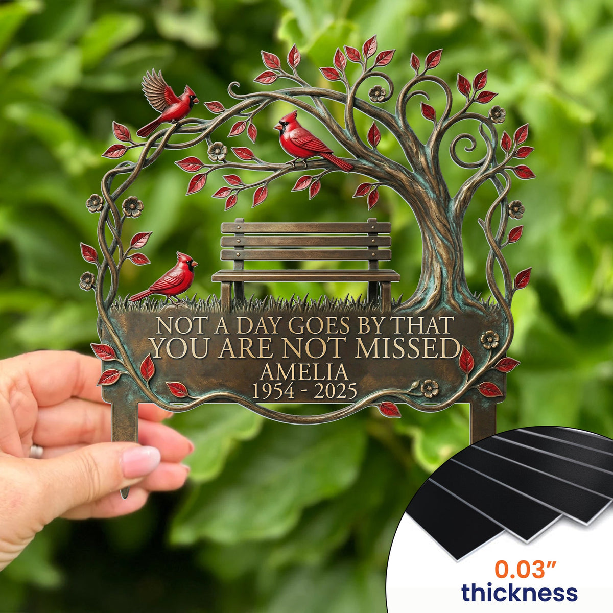 Memorial Stake Cardinal Remembrance Gift - Personalized Garden Metal Sign