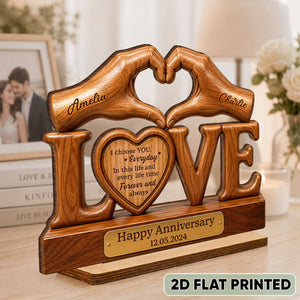 I Choose You Everyday Couple - Personalized Wooden Plaque - Heartfelt Anniversary Gift for Him, for Her