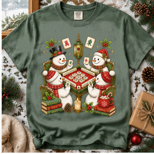 Christmas Mahjong Shirt, Snowman Mahjong Shirt, Mahjong Lover Shirt, Mahjong Lover Gift, Funny Mahjong Lover Shirt, Mahj Tee d2a028a7-f59c-4c60-a785-8c8af8089c65-03_moss_20pct_lighter.png