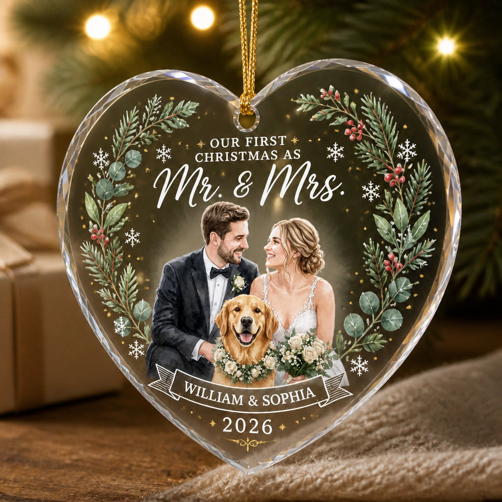 Our First Christmas as Mr. & Mrs. – Custom Couple Portrait Heart Acrylic Ornament - Personalized Transparent Acrylic Ornament d2c83ddc-c5ee-4221-ab32-3394ba0357b9.jpg