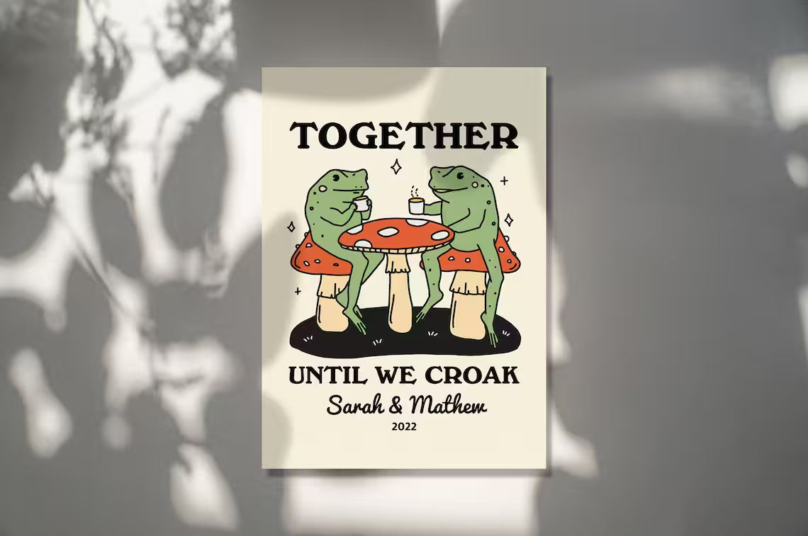 Personalized Couple Print, Custom Frog Illustration, Anniversary Engagement Valentines Gift Idea, Cute Wall decor, Retro Aesthetic d2f04862-13b5-4726-9d88-a7f1bd37dfef-dfgdffgdf-_2_.jpg