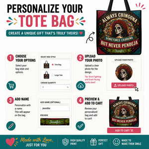 Always Chingona Sugar-Skull Floral Tote – Personalized Name - Personalized AOP Tote d2f48d89-d754-45c6-b876-d1d79f48275e.jpg