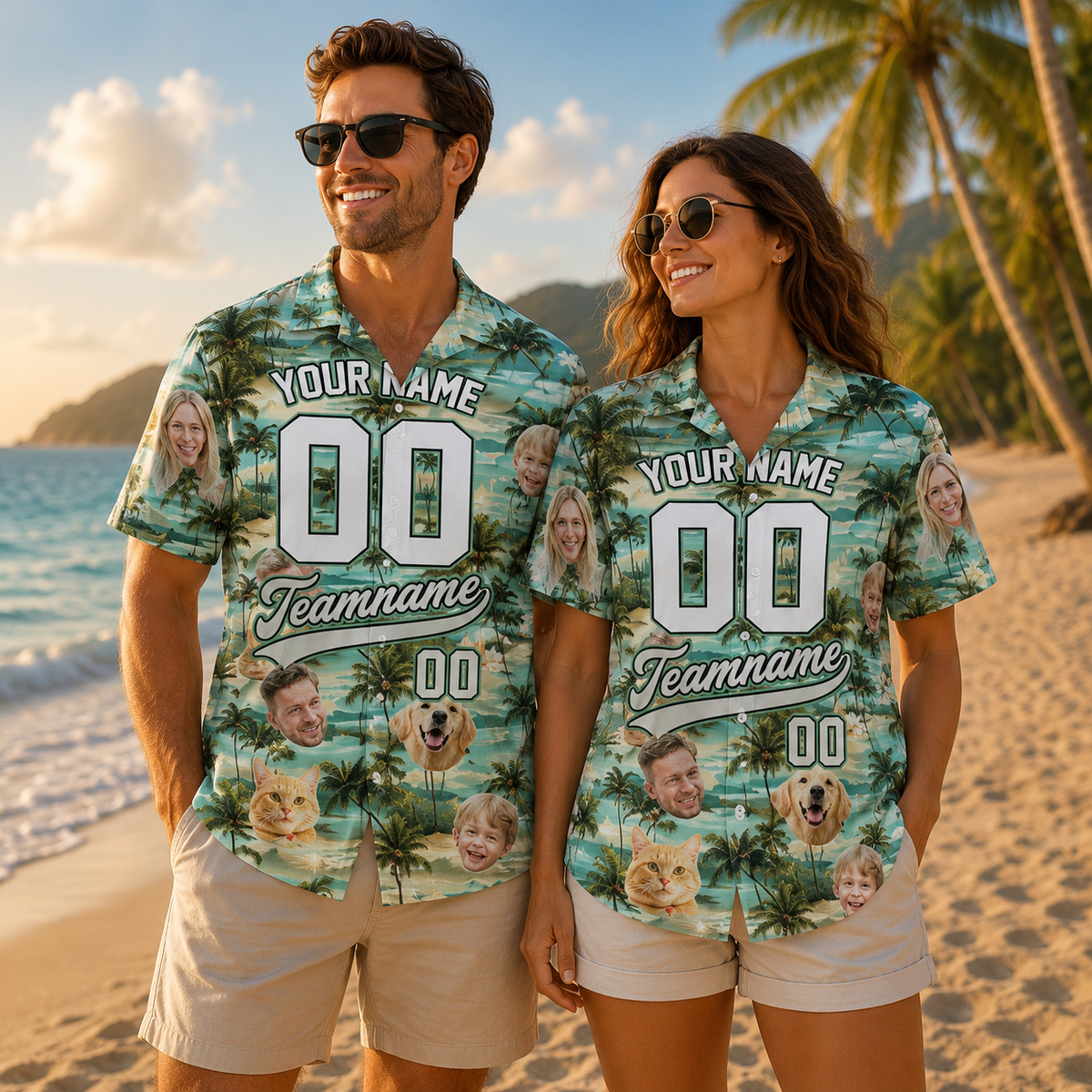 Custom Hawaiian Baseball Jersey with Face Teamname Name Number, Personalized Hawaii Floral Shirt for Men Women Youth Preschool Button Shirt