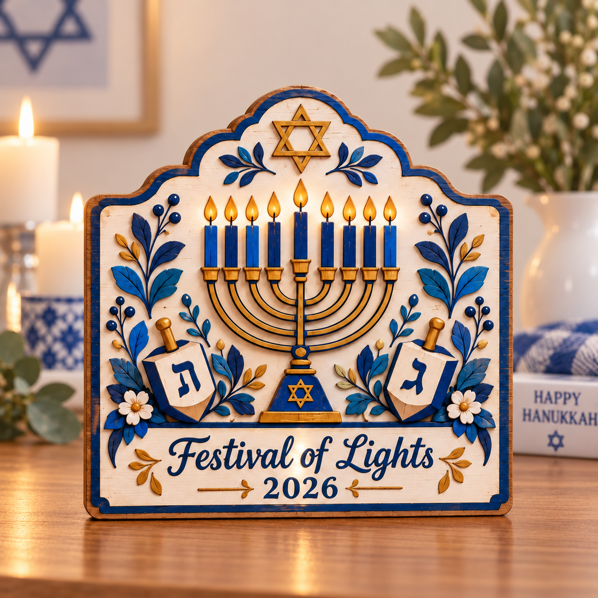 Hanukkah Menorah Wood Sign 2026, Festival of Lights Decor, Blue Gold Dreidel Jewish Holiday Table Sign, Hanukkah Home Decoration d315f65a-35d0-454b-9d32-35a10a443f52-hhhhh.png