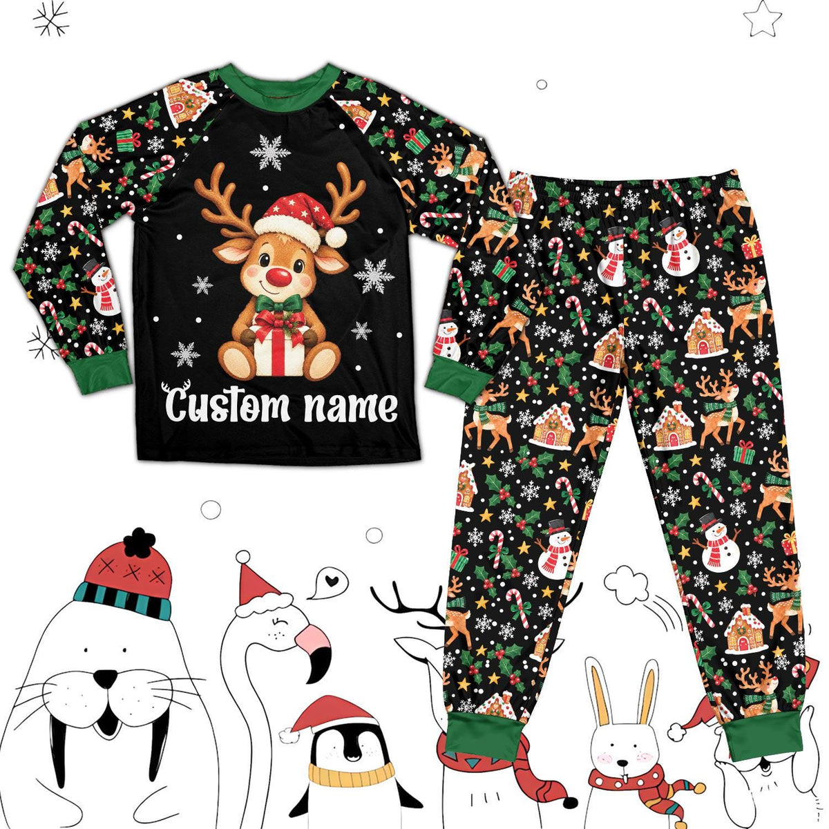 Personalized Reindeer Christmas Pajamas Set, Custom Name Xmas PJs, Gingerbread House Snowman Matching Family Sleepwear, Holiday Lounge Gift d31f58ee-e224-4bbc-90b6-65c3740e7584-il_fullxfull.8575080088_3gf2.jpg