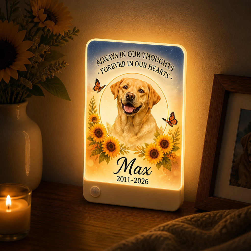 Pet Memorial Night Light with Photo — Sunflower & Butterfly Tribute - Personalized Acrylic Night Light d325f3d7-722a-4bb0-9065-da91b01a9485.jpg