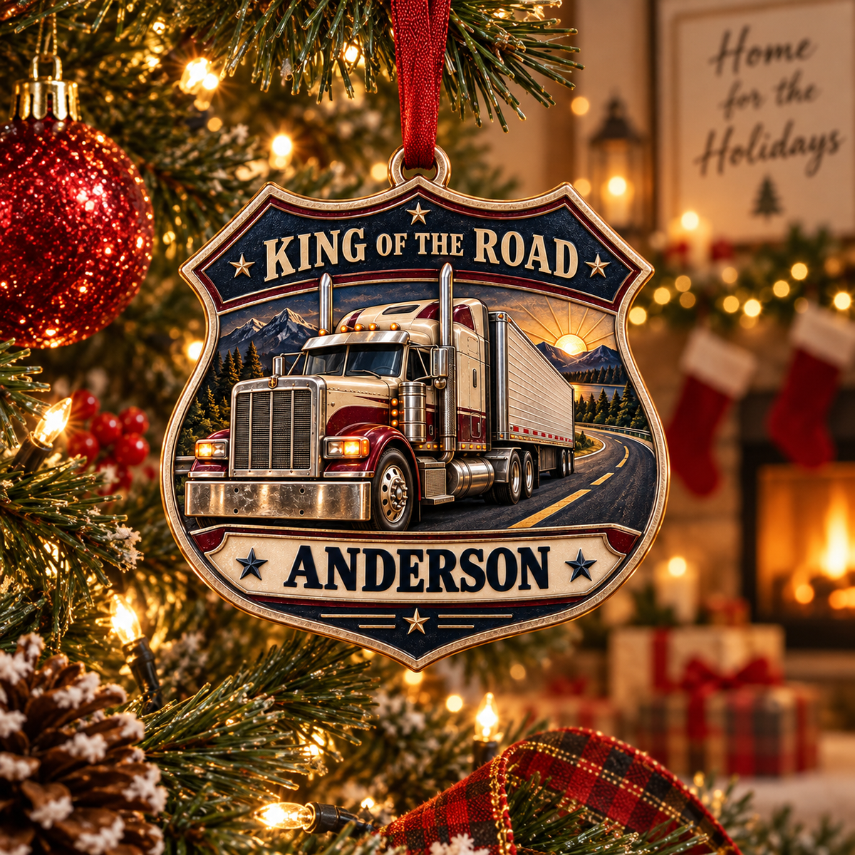 Personalized Truck Driver Christmas Gift - Custom Name King Of The Road Ornament d32f53e1-50e3-48cc-9b6b-37b6a1e1b18a-Image-Sep-23-2026-10_34_45-AM-1-.png