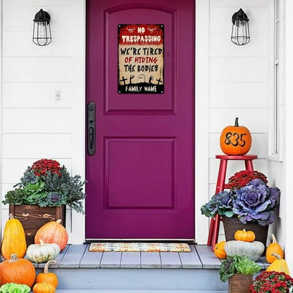Halloween Signs Outdoor,Custom Family NameHalloween Signs Indoor,Halloween Iron New Signs Decorate the Beautiful Garden