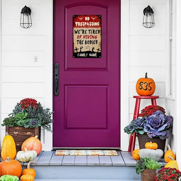 Halloween Signs Outdoor,Custom Family NameHalloween Signs Indoor,Halloween Iron New Signs Decorate the Beautiful Garden