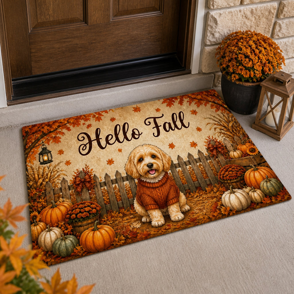 Hello Fall Custom Pet Portrait Doormat - Doormat d349f6a3-ea68-4900-8e2c-0cd67ef5e3ea.jpg