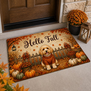 Hello Fall Custom Pet Portrait Doormat - Doormat d349f6a3-ea68-4900-8e2c-0cd67ef5e3ea.jpg