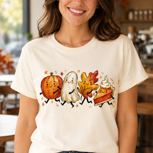 Cute Fall Characters T-Shirt, Pumpkin Ghost Leaf Pie Autumn Tee d378a5a3-6476-4f00-bd19-9f77c6c85f97-3.png
