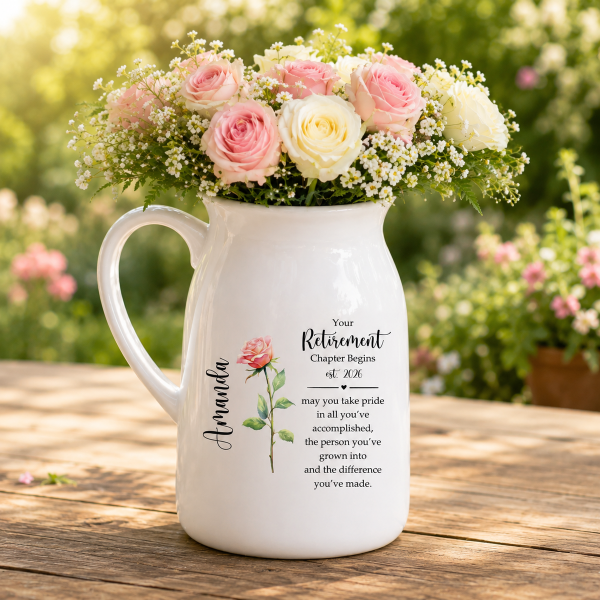 Personalized Retirement Gift, Custom Retirement Vase, Retirement Gift For Coworker