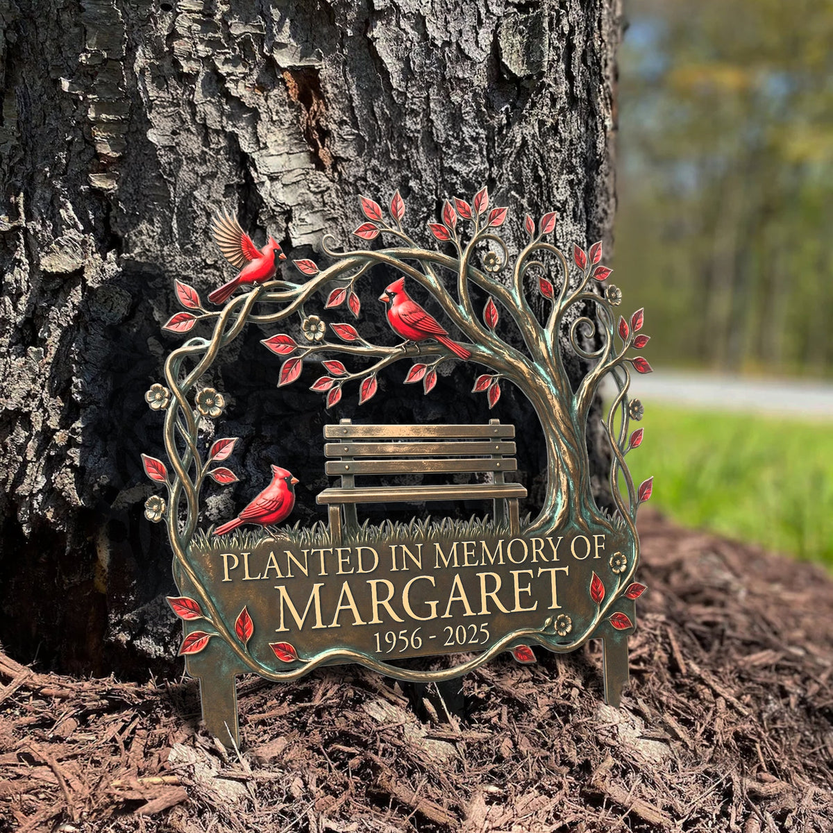 Memorial Stake Cardinal Remembrance Gift - Personalized Garden Metal Sign