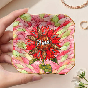 Nana Auntie Mom Family Sunflower - Personalized Ring Dish