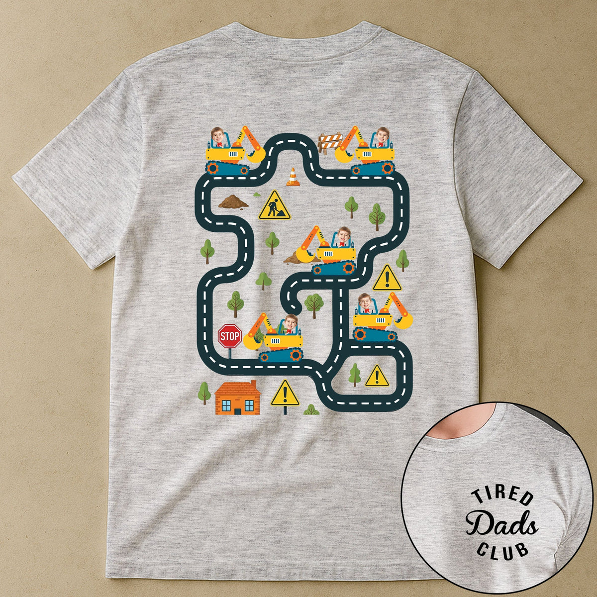 Tired Dads Club Construction Car Track Massage Funny Father Day Gifts For Dad - Personalized Shirt