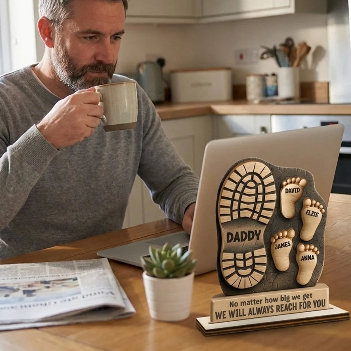 Your Footsteps Led Our Way - Family Personalized Custom Shaped Wooden Plaque With Flat Stand