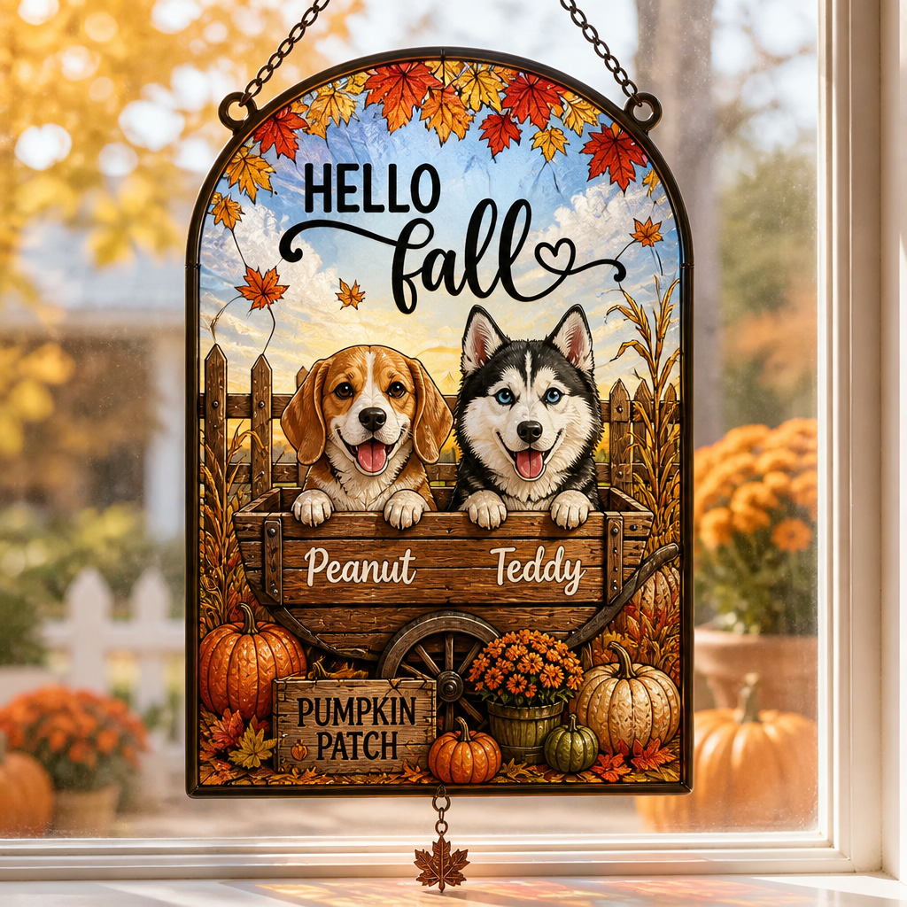 Hello Fall Pet Portrait Garden Flag - Personalized 1 Layered Suncatcher with Charm d3aeed34-e8b1-4e7e-b54e-f17ee80d3986.png