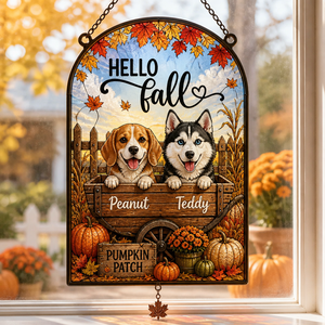 Hello Fall Pet Portrait Garden Flag - Personalized 1 Layered Suncatcher with Charm d3aeed34-e8b1-4e7e-b54e-f17ee80d3986.png