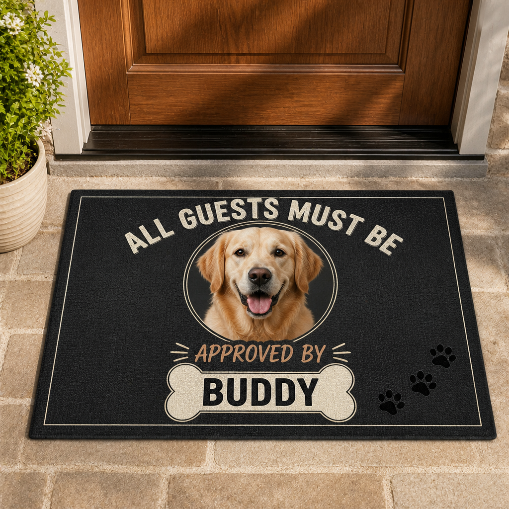 All Guests Must Be Approved By Pet — Photo Doormat - Personalized Doormat d3ba4b38-4210-49c7-8618-0393d42cf4aa.png