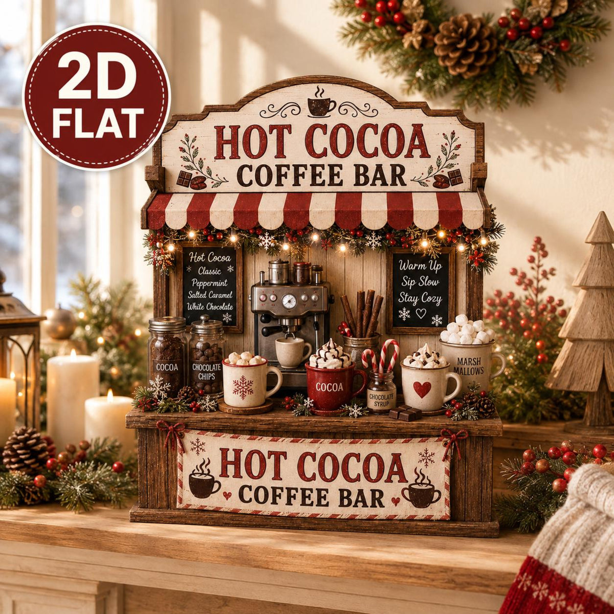 Hot Cocoa Coffee Bar Wooden Block, Winter Coffee Station Decor, Xmas Tiered Tray Sign, Rustic Coffee Café Decor, Christmas Gift d420fa2b-81a5-4d05-a59c-d4a90fa27059-2.jpg
