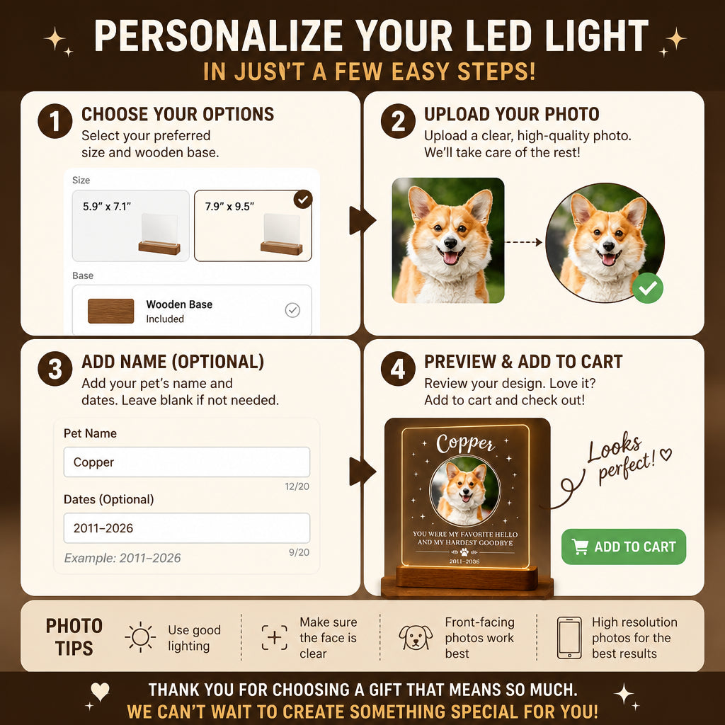Pet Memorial LED Acrylic Light — Favorite Hello Hardest Goodbye - Personalized 3D LED Light Wooden Base d42c7a6a-c351-4d06-ae88-90f4fc06c71c.jpg