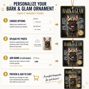 BARK & GLAM Pet Magazine Cover Ornament - Personalized Aluminum Ornament d45aaf46-4272-439b-8ac4-3c94c837fe5b.jpg